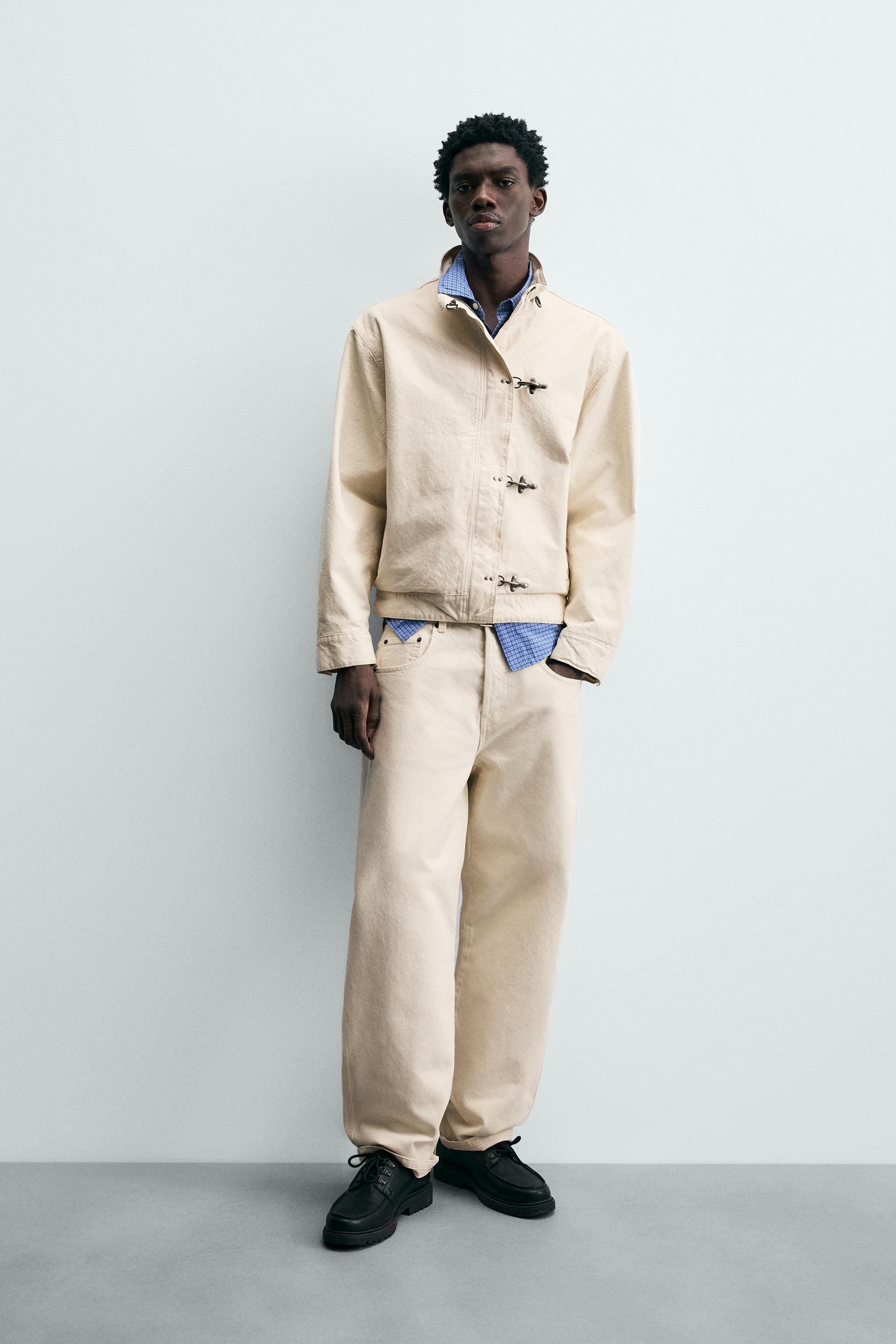 DENIM JACKET WITH FIREMAN CLASP - Ecru | ZARA South Africa