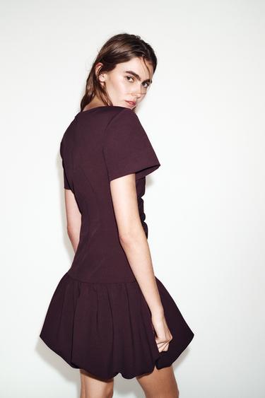 ROBE COURTE BALLON - Aubergine de Zara - Image 3