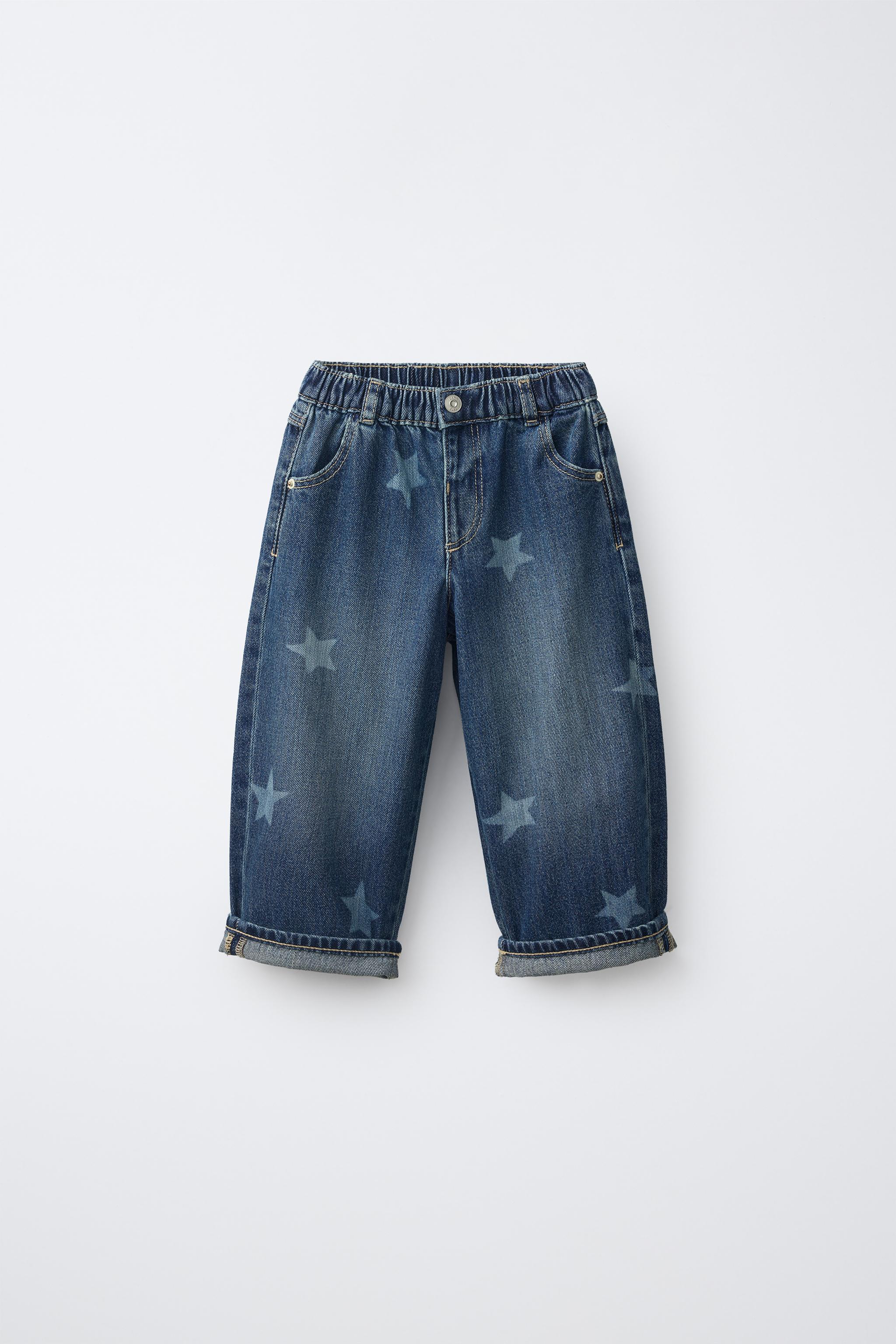 STAR PRINT RELAXED JEANS — Indigo