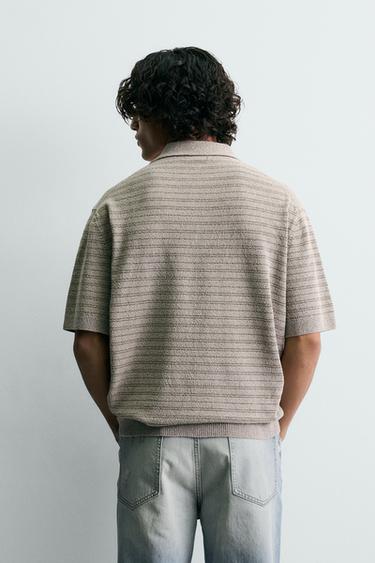 BOUCLÉ TEXTURED KNIT POLO SHIRT - Grey by Zara - Image 2