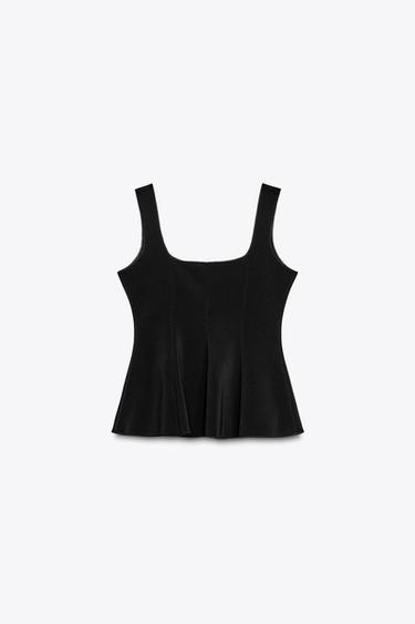 TOP GILET STRETCH PÉPLUM - Noir de Zara - Image 6