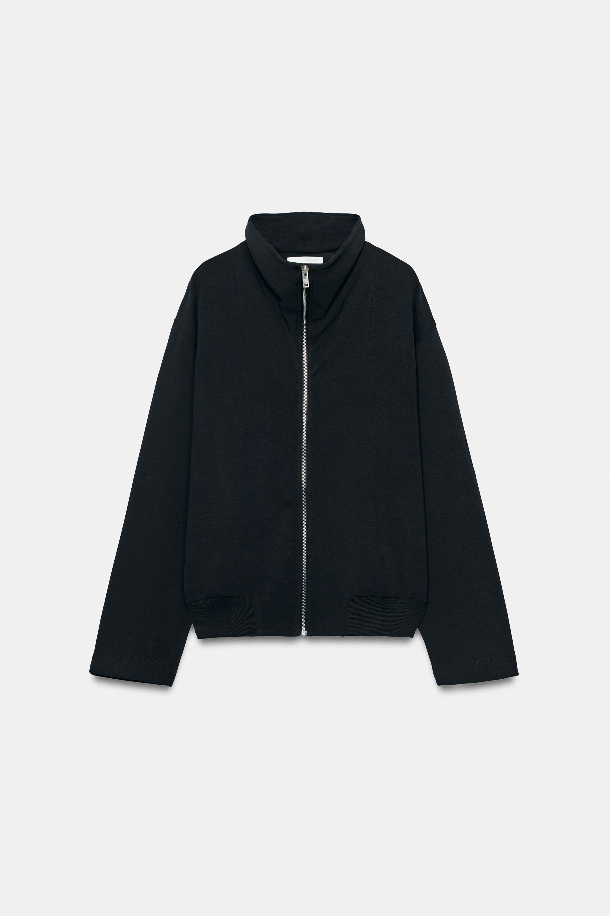 INTERLOCK BOMBER SWEATSHIRT - Mid-blue | ZARA United States