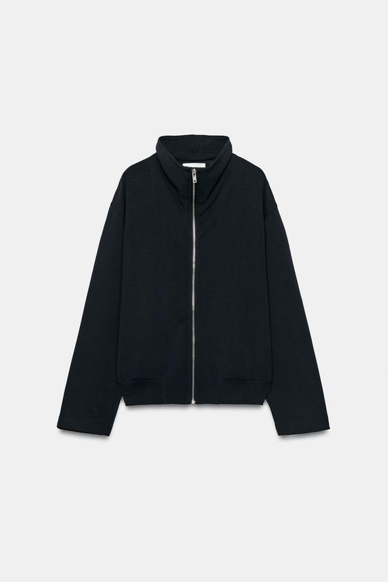 Zara 羅紋連帽外套 - 中藍色 - 圖片 0