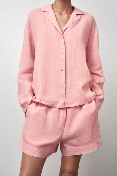 CAMISA LINO 100% ZW COLLECTION - Rosa de Zara