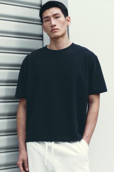Zara 紋理休閒版 T 恤 - 藍色 / 青灰色