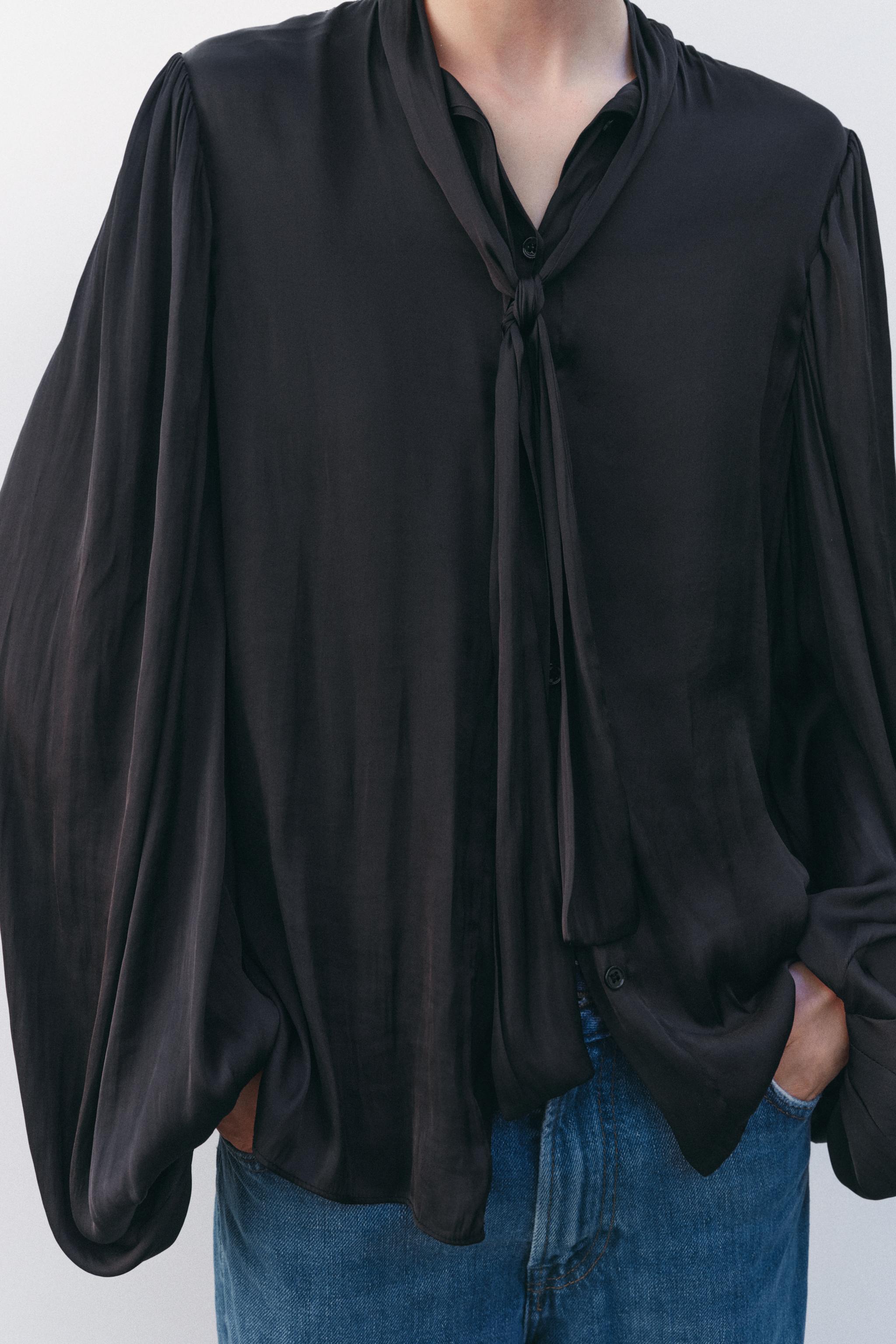 CAMISA DE MANGA BUFANTE ZW COLLECTION - Preto | ZARA Brasil