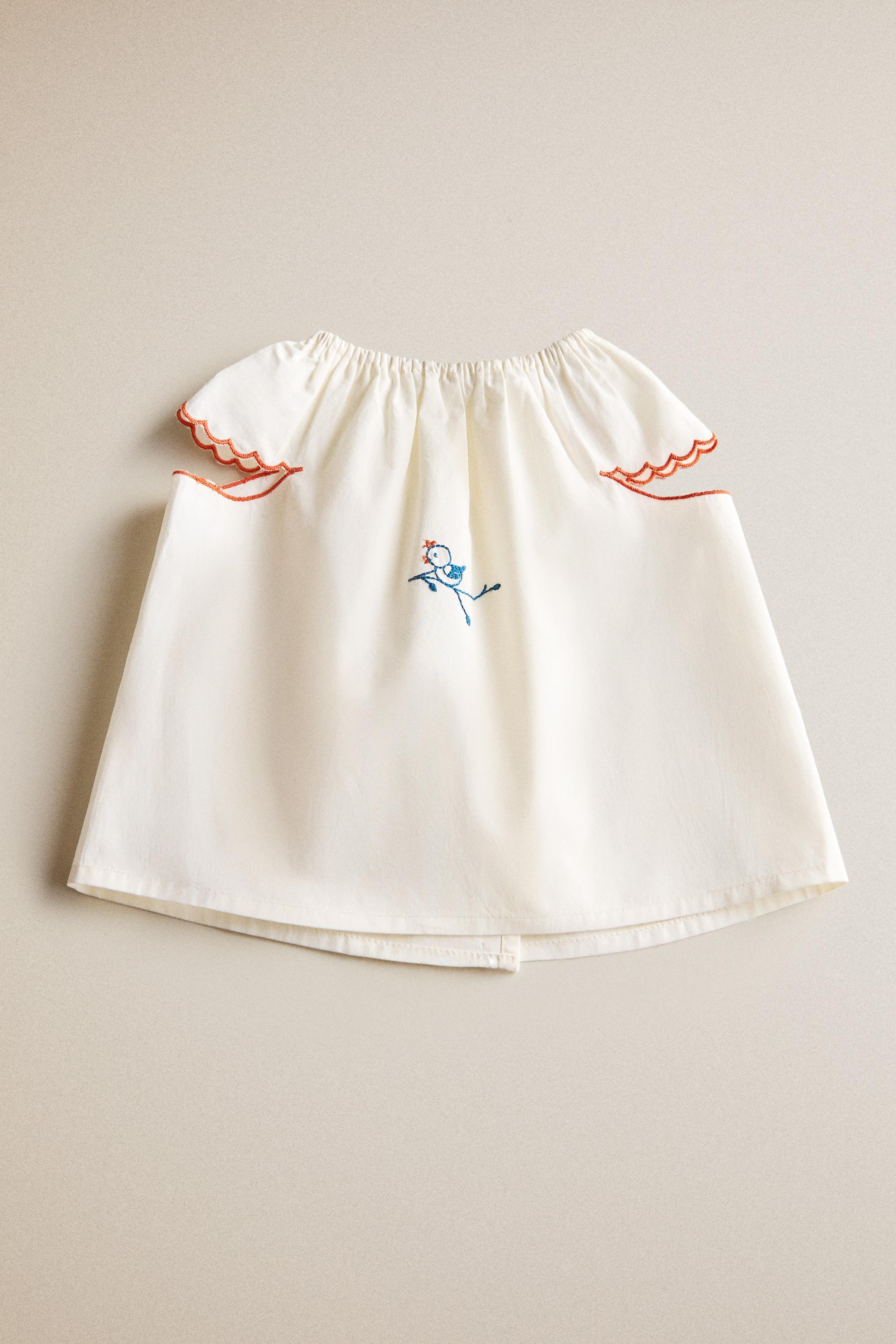 KIDS EMBROIDERED SHIRT — Oyster-white