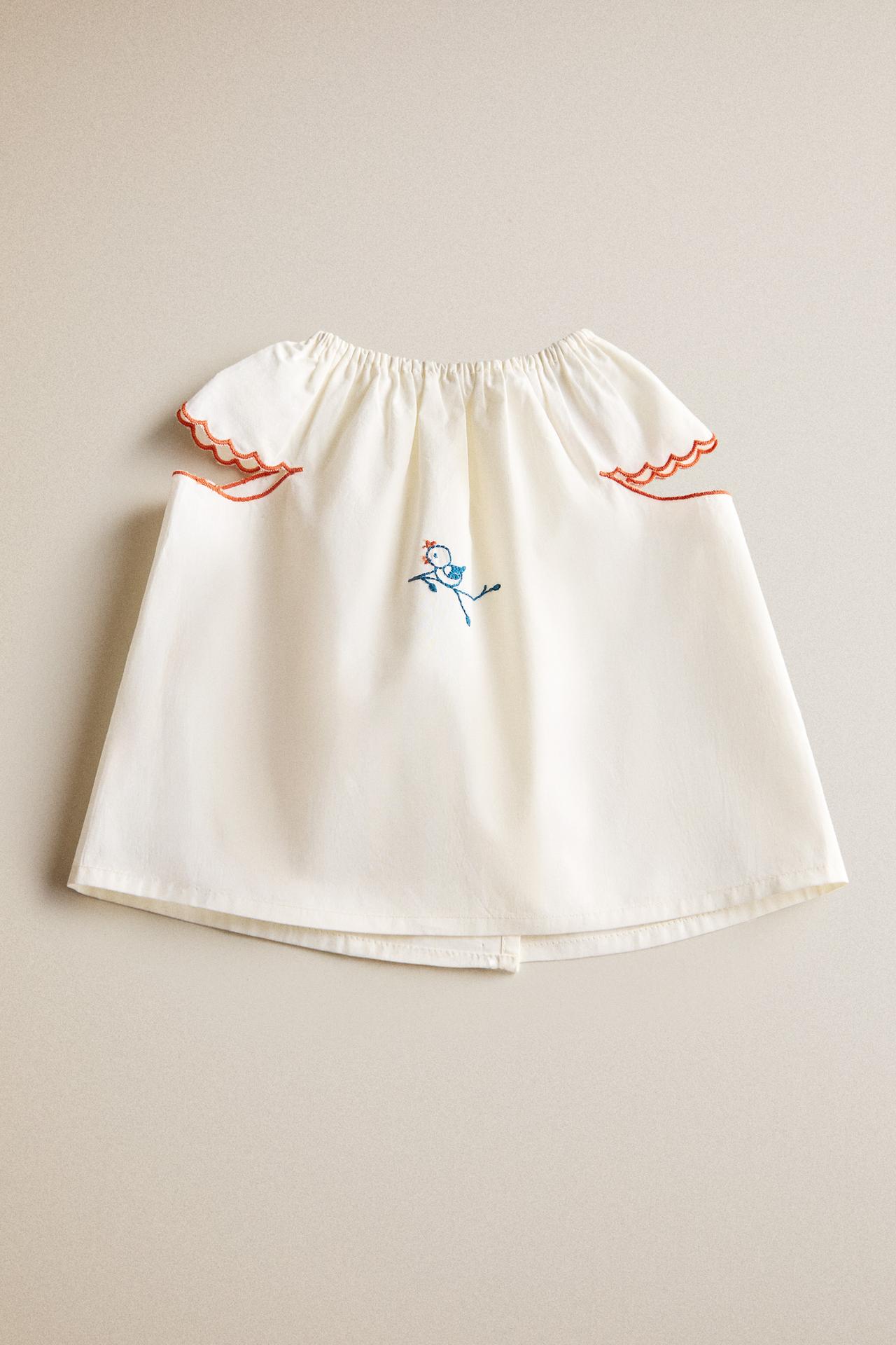KIDS EMBROIDERED SHIRT — Oyster-white