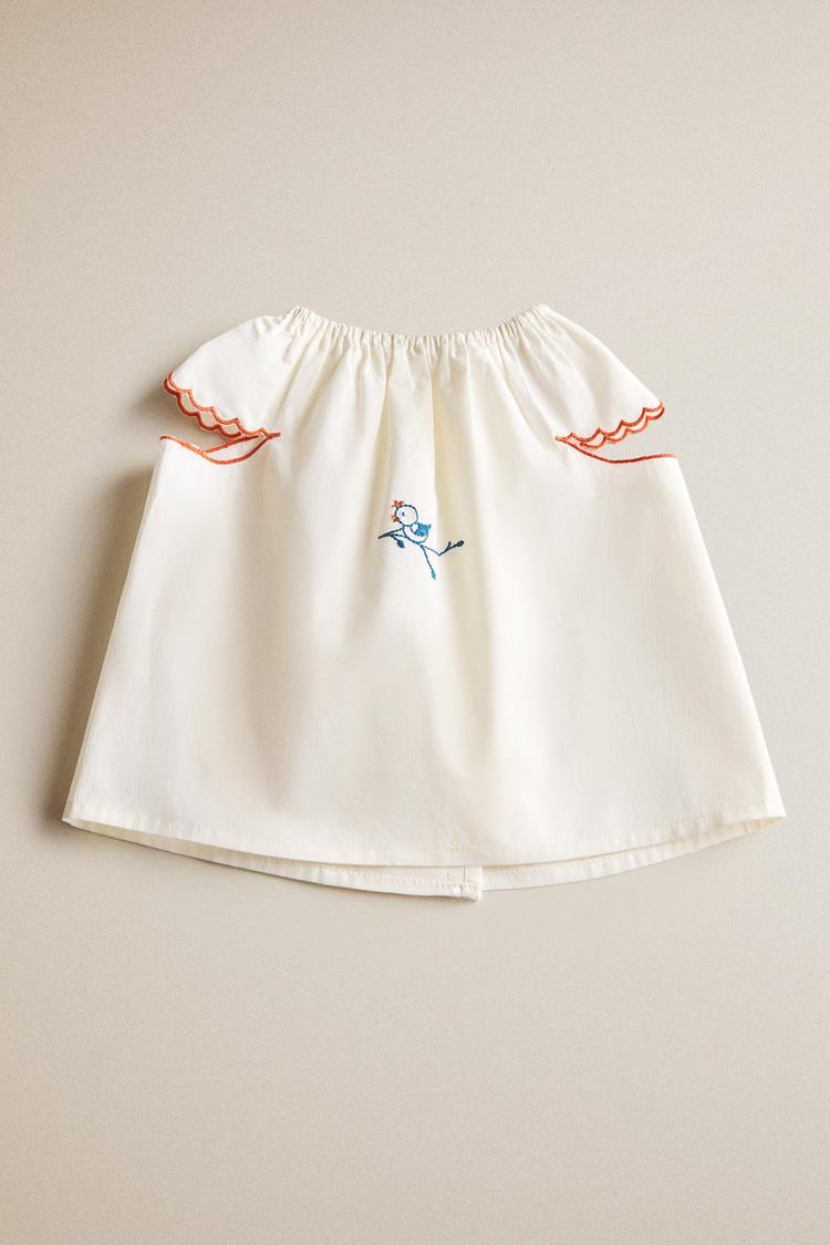 KIDS EMBROIDERED SHIRT — Oyster-white