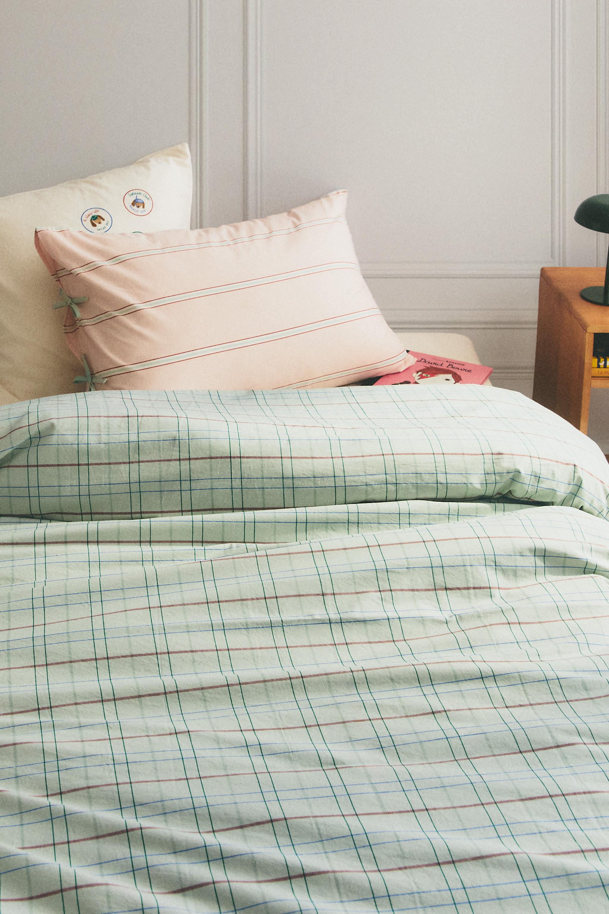 KIDS GREEN CHECK DUVET COVER