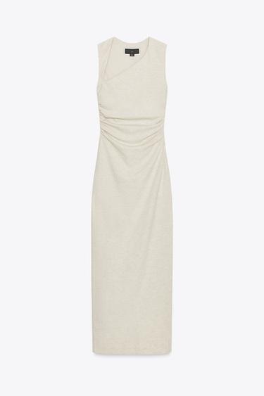 فستان ميدي غير متناسق - بيج فاتح by Zara