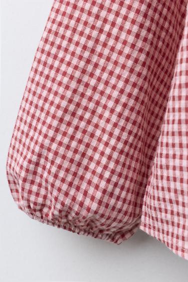 PETER PAN COLLAR SHIRT WITH GINGHAM CHECK - Dark pink by Zara - Image 3