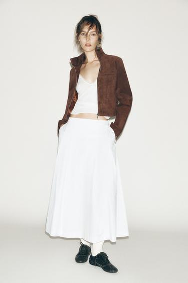 FALDA MIDI PLIEGUES - Blanco de Zara - Imagen 0