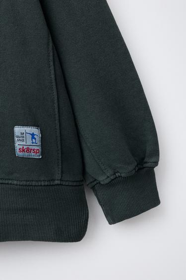 SWEAT TEINT EN PIÈCE ÉTIQUETTE - Vert émeraude de Zara - Image 2