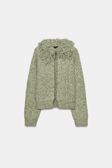 CHAQUETA PUNTO CUELLO FLECOS - Multicolor de Zara - Imagen 0