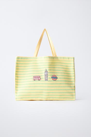 STRIPED EMBROIDERED TOTE BAG - striped by Zara - Image 0