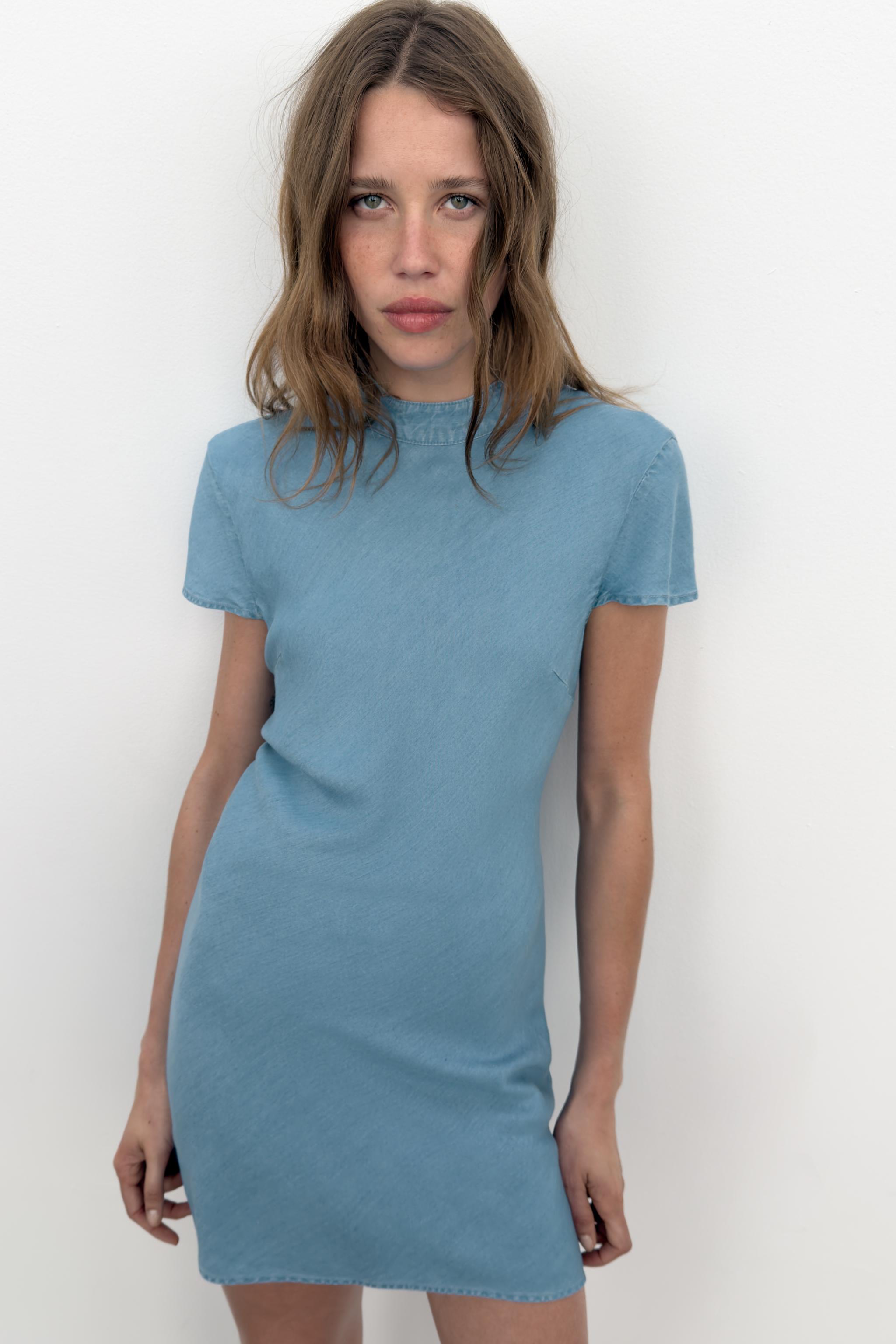 OPEN BACK MINI DRESS - Light blue | ZARA United States OPEN BACK MINI DRESS - Light blue | ZARA United States