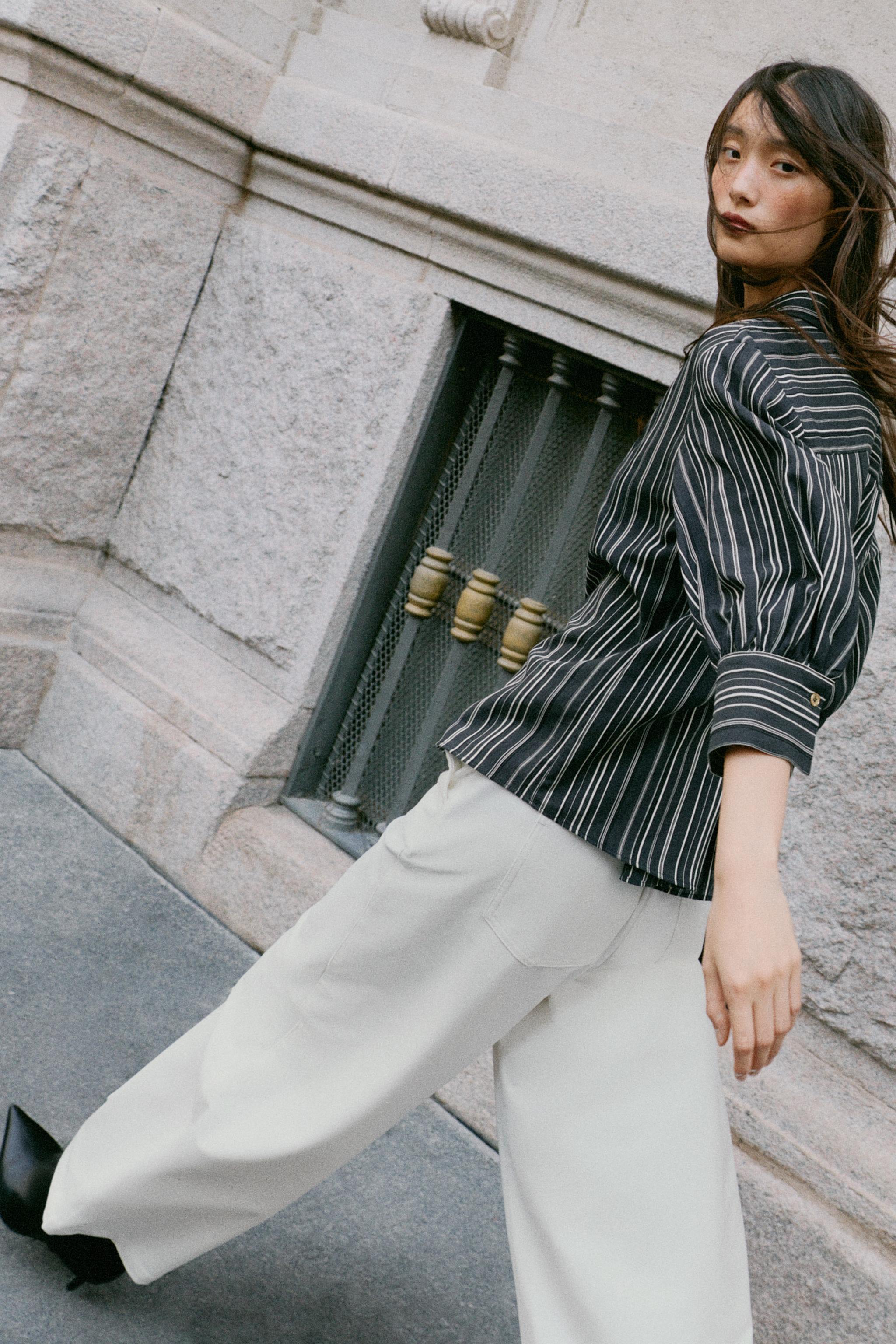 STRIPED THREE-QUARTER SLEEVE SHIRT