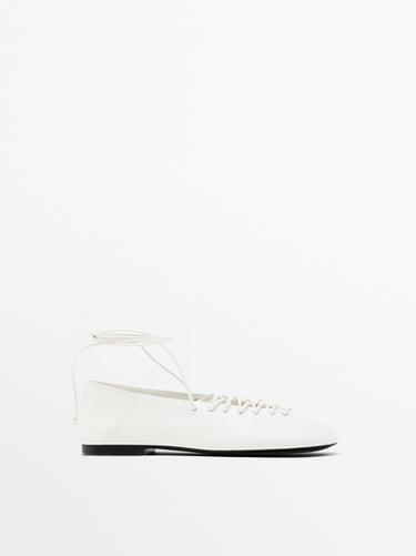 Bailarina cordones - Blanco de Zara - Imagen 0