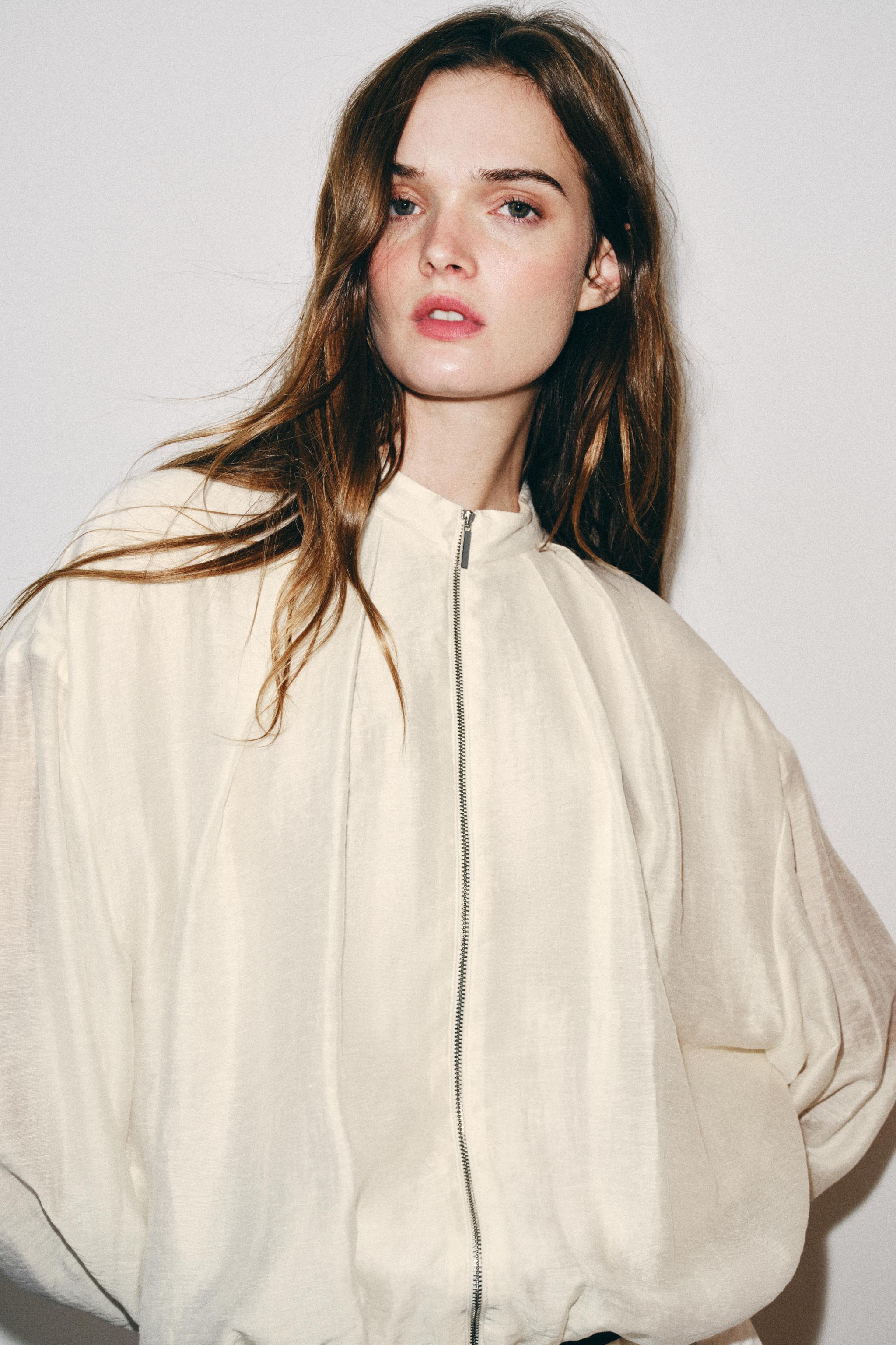 PLEATED BOMBER JACKET - Ecru | ZARA United States