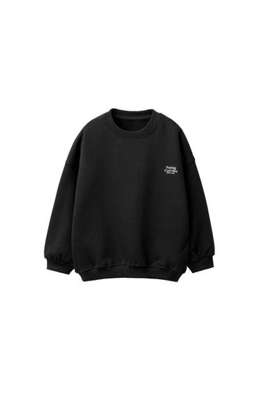 سترة بيزيك بكتابة - أسود by Zara