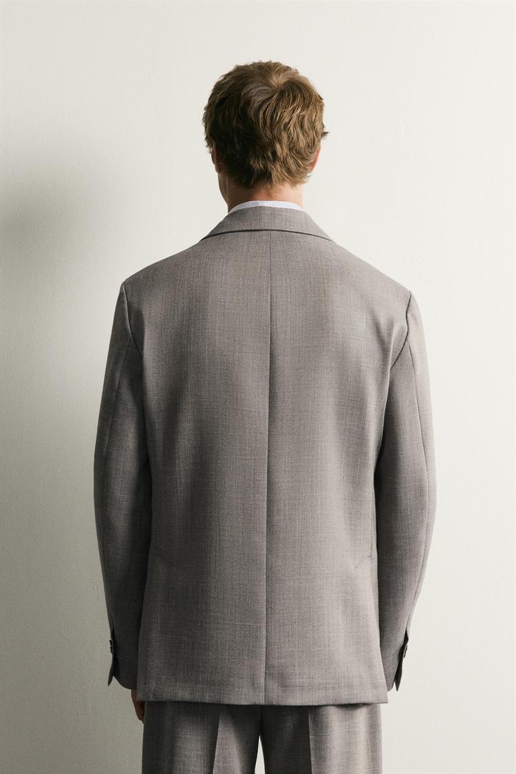Blazer de traje de corte regular de mezcla de lana 3