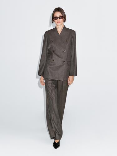 Zara 100% wool melange suit trousers - Brown - Image 0