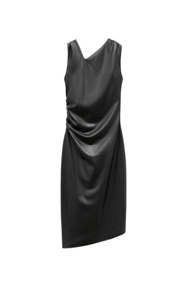 ZW COLLECTION DRAPED LEATHER-EFFECT DRESS