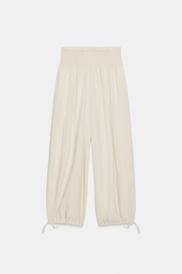 PANTALÓN CINTURA ELÁSTICA - Beige de Zara