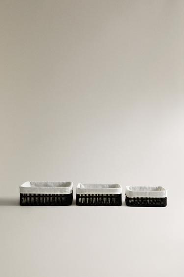 CESTA RECTANGULAR TEJIDO INTERIOR - Negro de Zara - Imagen 0