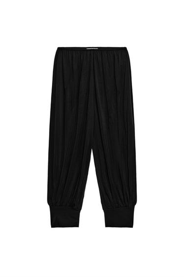 بنطال بخصر مطاطي - أسود الخاص بـ Zara