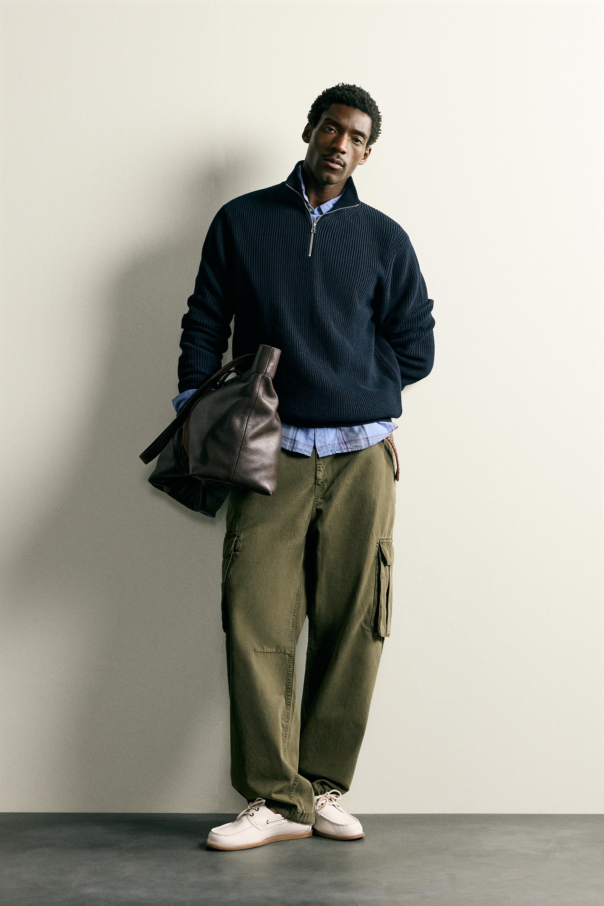 PURL KNIT QUARTER-ZIP JUMPER - Navy blue | ZARA United States