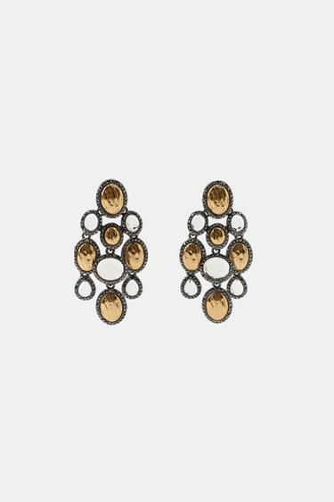 JEWELLED RESIN WATERFALL EARRINGS - Anthracite grey by Zara