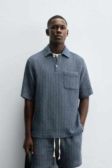 TEXTURED POLO SHIRT - Blue by Zara