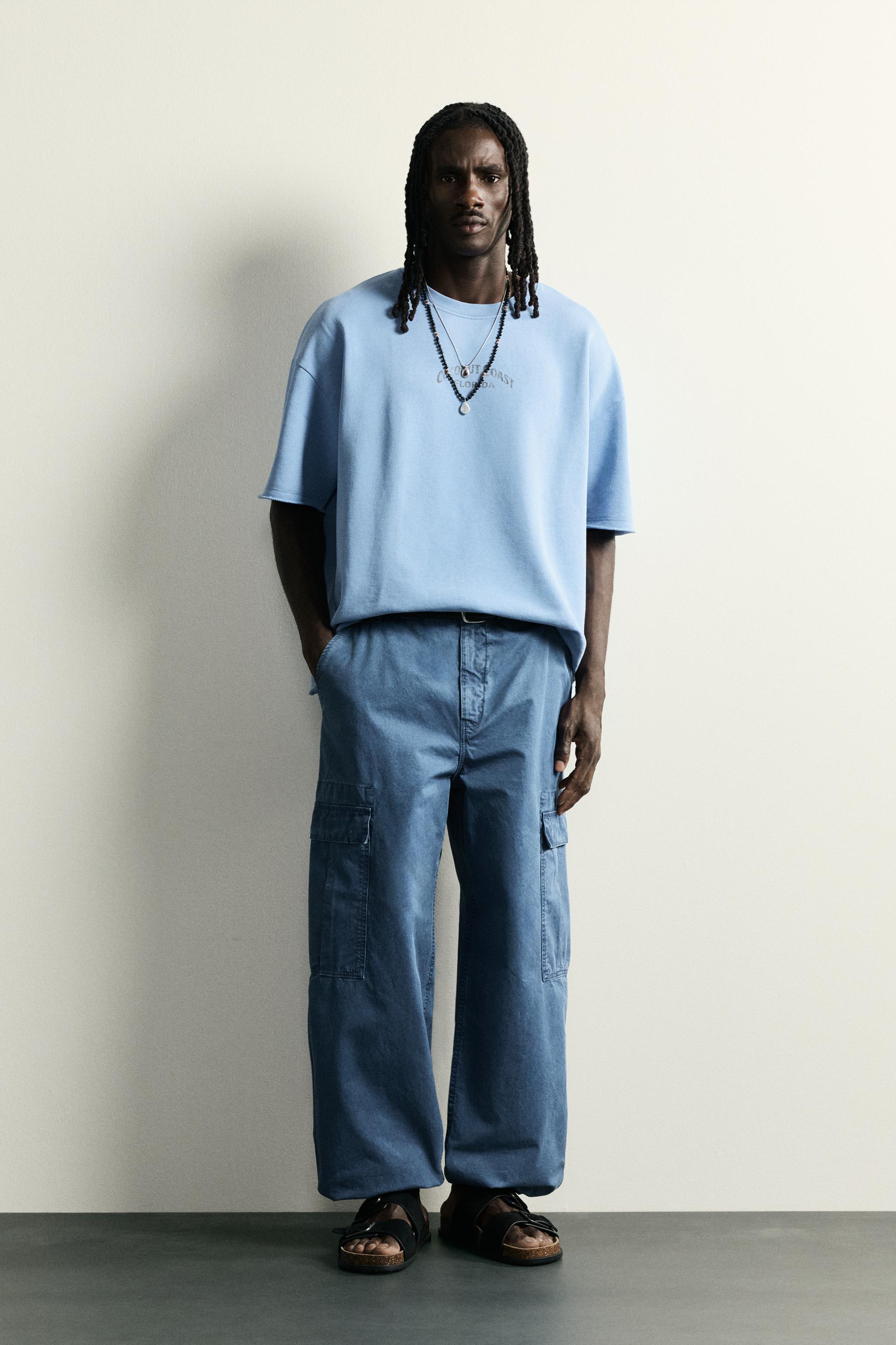 WASHED CONTRAST PRINT SWEATSHIRT - Sky blue | ZARA United States