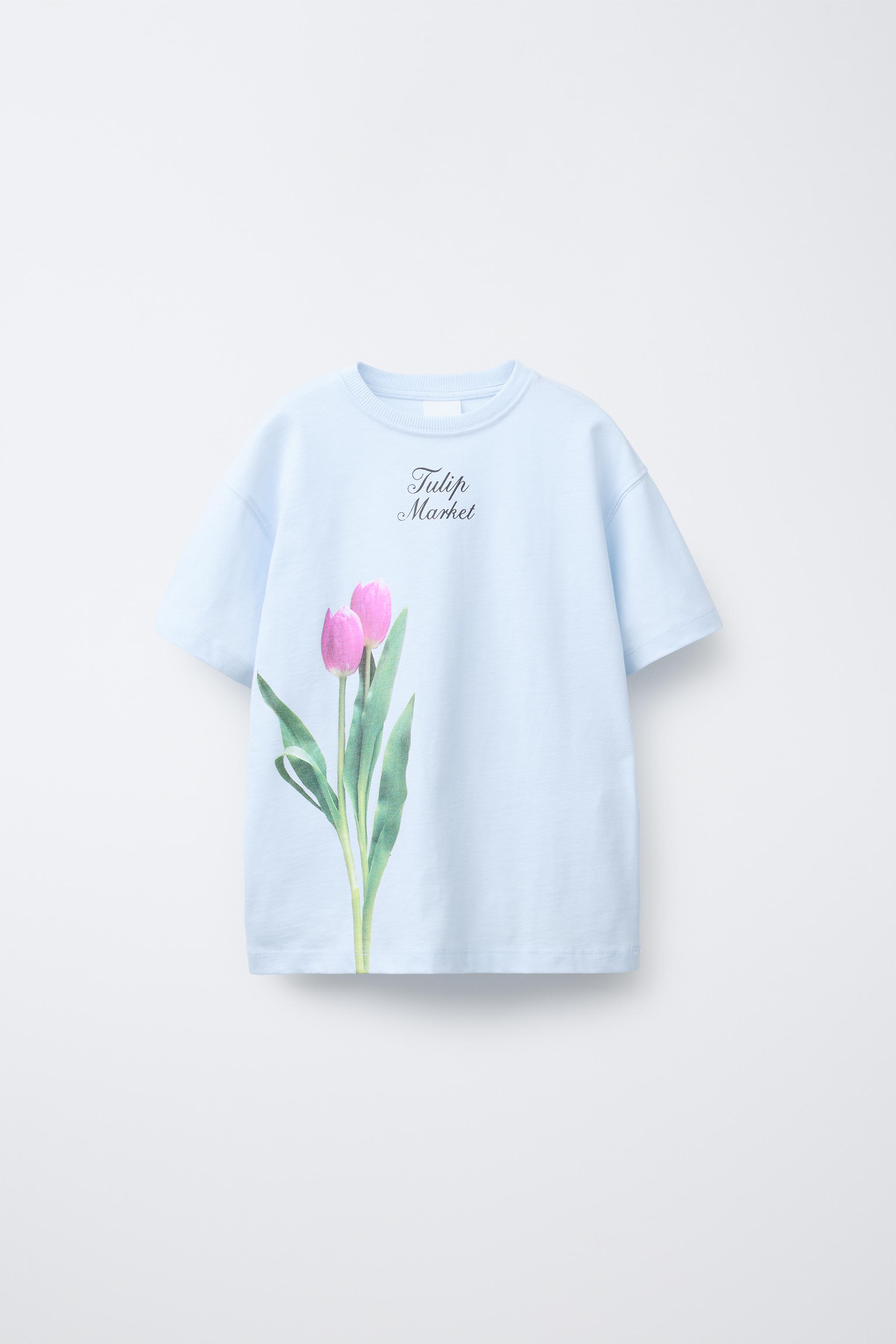 FLOWER PRINT TANK TOP - Sky blue | ZARA United States