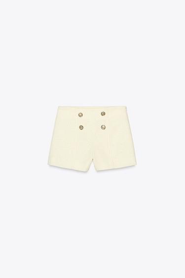 TEXTURED BERMUDA SHORTS WITH GOLD BUTTONS - Printed by Zara - Image 4