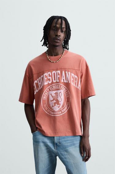 VARSITY PRINT T-SHIRT - Red by Zara