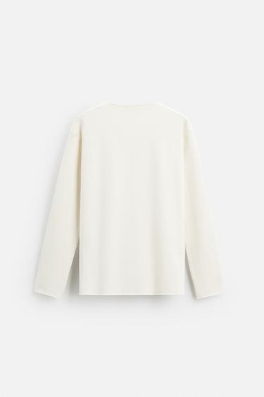 RIBBED TEXTURED T-SHIRT - Oyster-white by Zara - Image 6