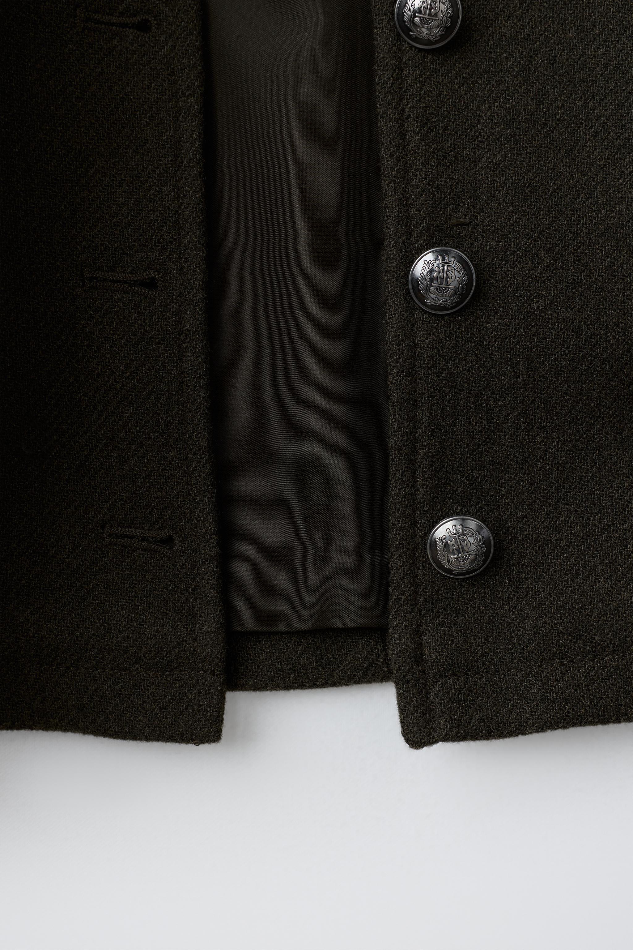 Детские куртки Zara BUTTONED WOOL-BLEND JACKET — фото 7