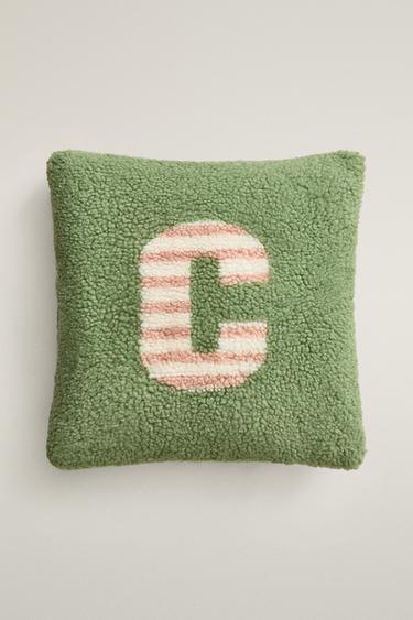 CHILDREN'S FAUX SHEARLING CUSHION WITH C - Світло-зелений Zara