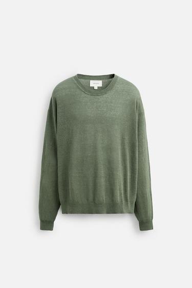 LICHTGEWICHT JERSEY 100% LINNEN - Grijsgroen van Zara