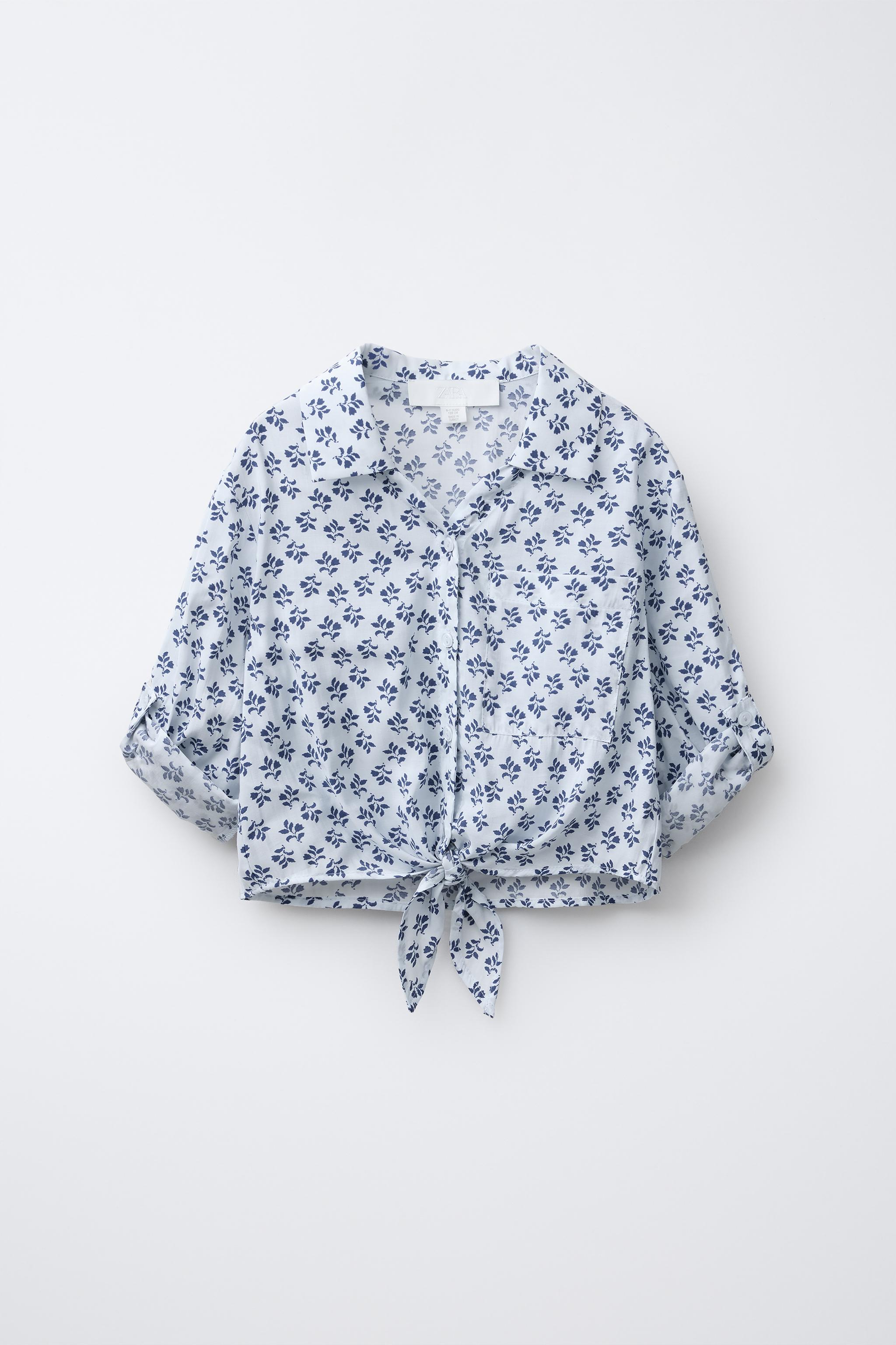 KNOT PRINT SHIRT - Mid-blue | ZARA United States