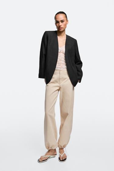 Zara Relaxed fit parachute pants - Beige - Image 0