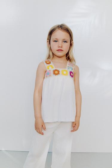 CROCHET TEXTURE T-SHIRT - Oyster-white by Zara