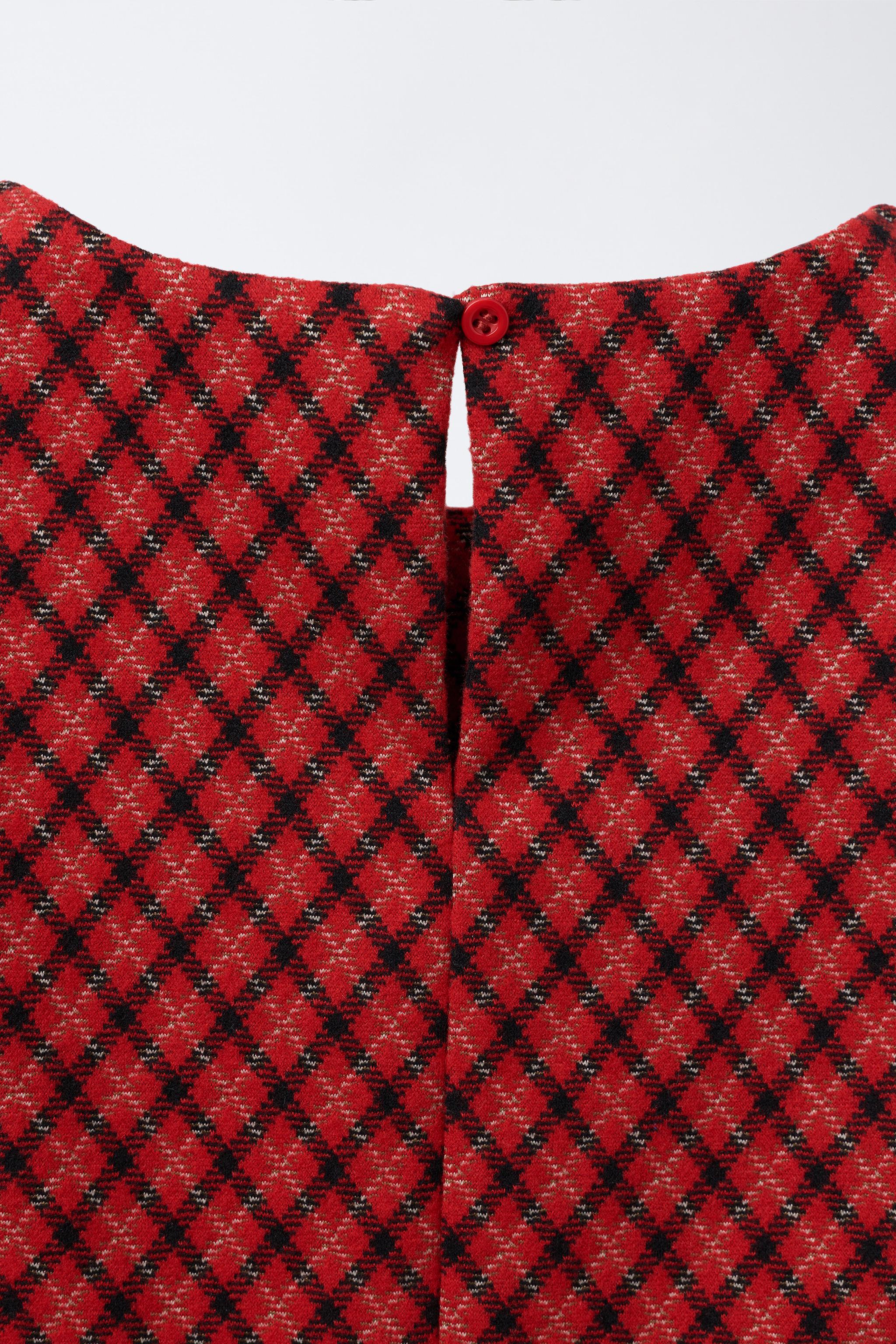 red checkered dress zara Zara L Flannel Dress Red Black Check Plaid Long Sleeve Button Front