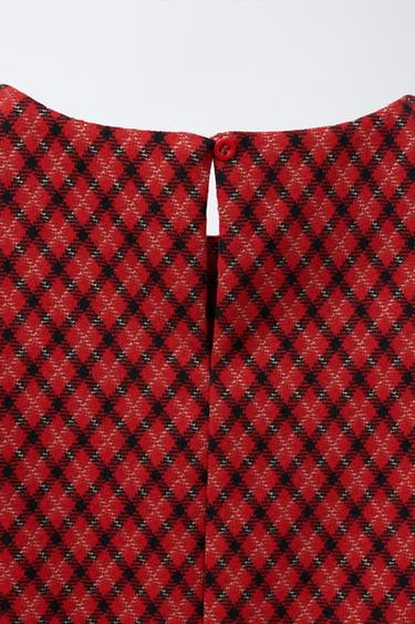 CHECKED DRESS WITH BOWS - Red by Zara - Image 3