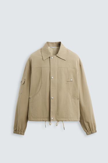 Zara RELAXED FIT POCKET JACKET - Beige