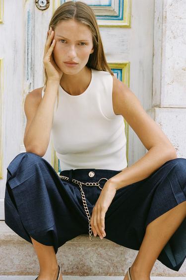 CHAIN BELT LONG BERMUDA SHORTS - Blue / Indigo by Zara - Image 2