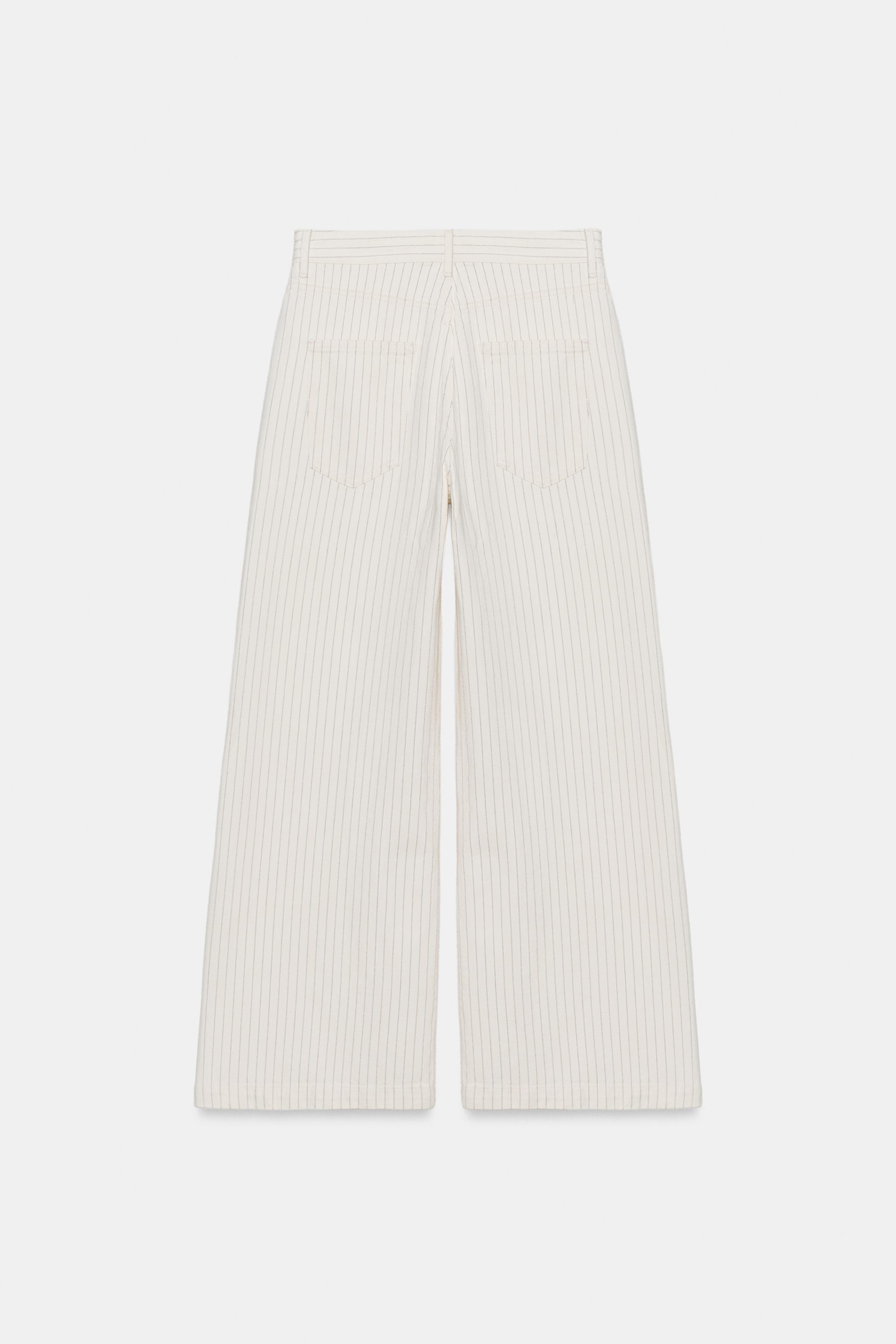 ZW COLLECTION HIGH-WAIST STRIPED WIDE-LEG JEANS
